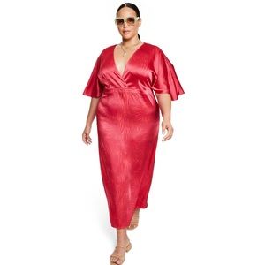 Fe Noel X Target Palm Leaf Contrast Print Flutter Sleeve Maxi Dress